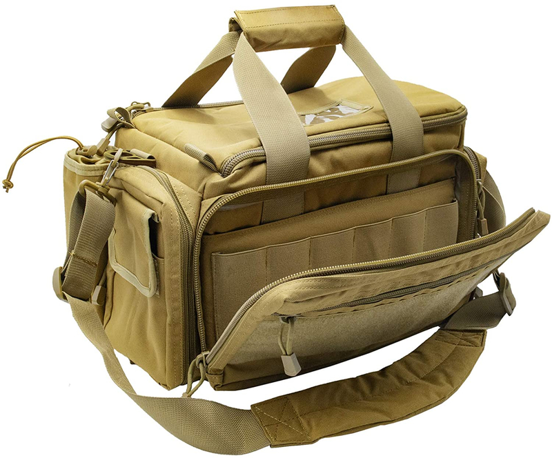 6 Magazine Loops Tactical Range Bag, 600D Waterproof Shooting Gun Bag with Insulated Water Bottle Pocket & Anti-Skid Bottom for Hunting Range Transport