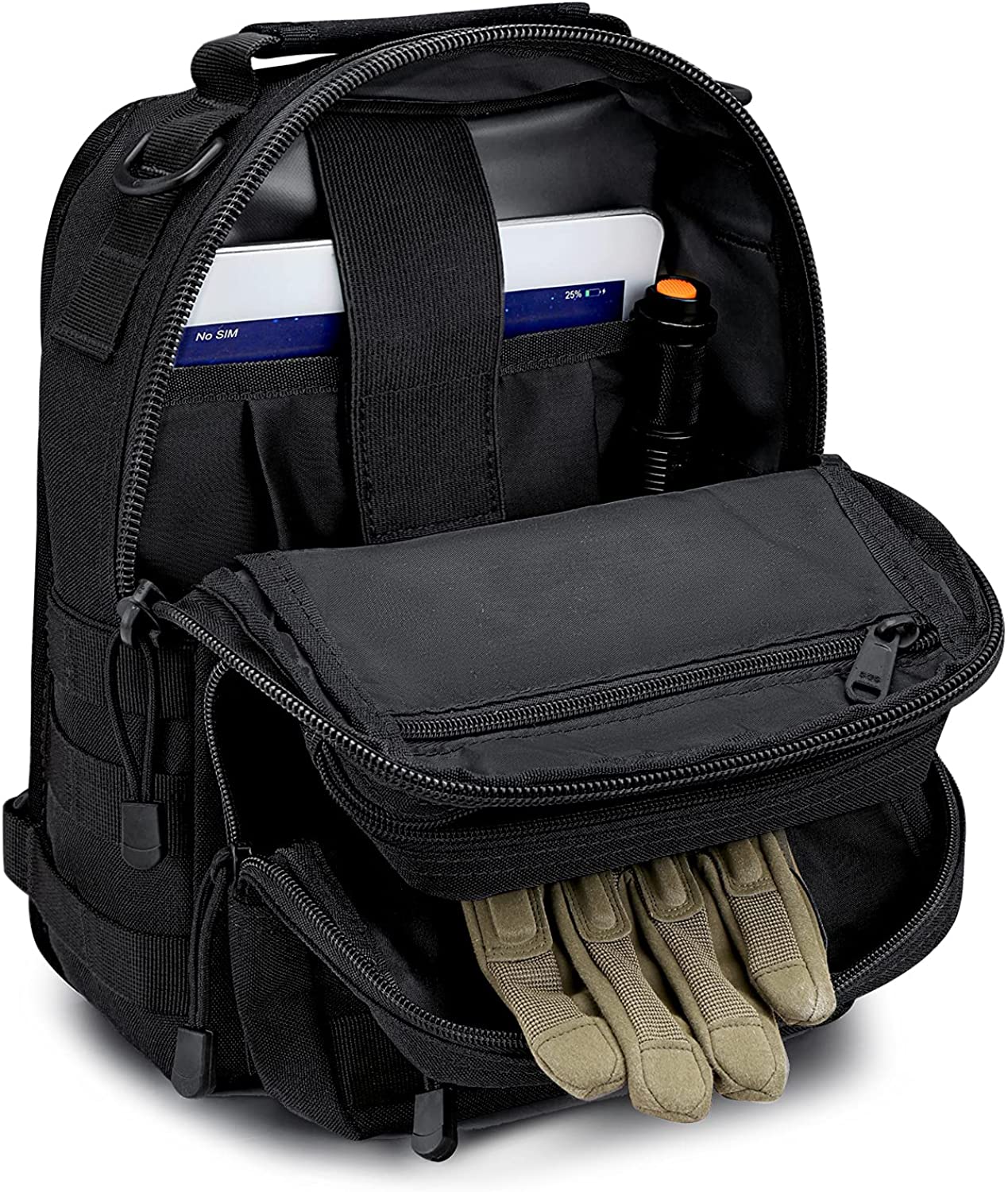 Tactical EDC Sling Bag Crossbody Chest Pack with MOLLE Webbing