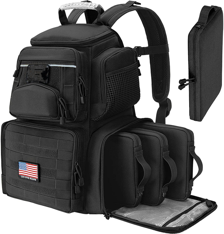 900D Waterproof Tactical Range Backpack with Pistol Case, Multi-Pocket Gun Backpack for Shooting Hunting Ammo Gear