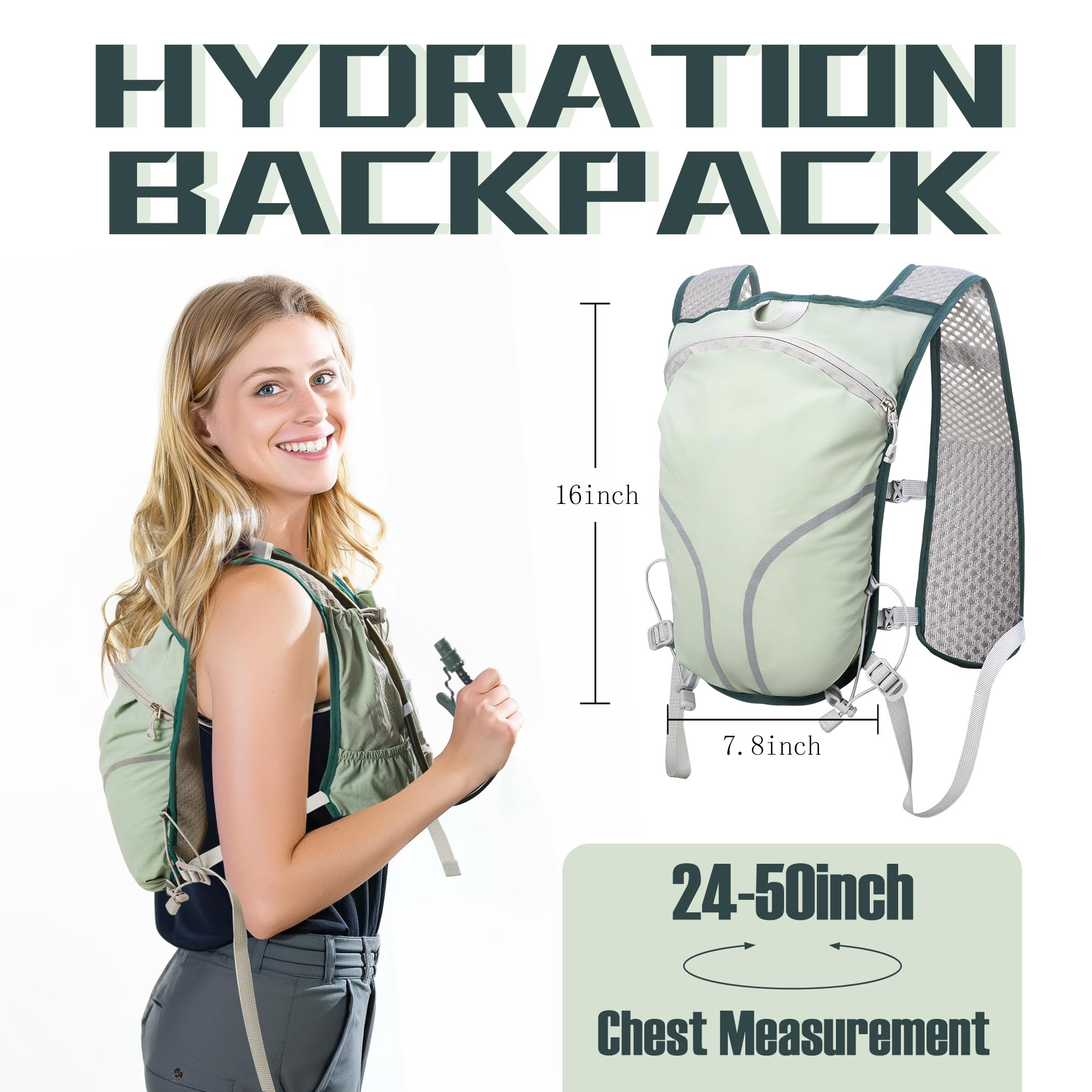 Lightweight Running Vest Hydration Backpack Hydration Vest with 2L Water Bladders Fit for Men Women Hiking Cycling Camping Festival Marathon