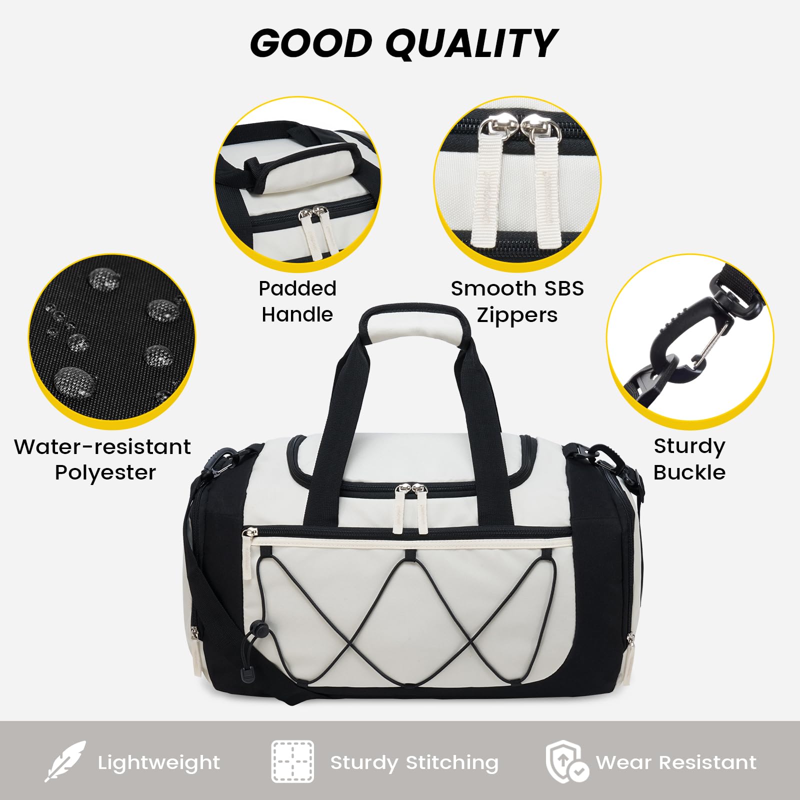29L Large Sports Duffle Bag, Multi Compartment Gym Carry Bag with Separate Shoe Pocket & Adjustable Crossbody Strap