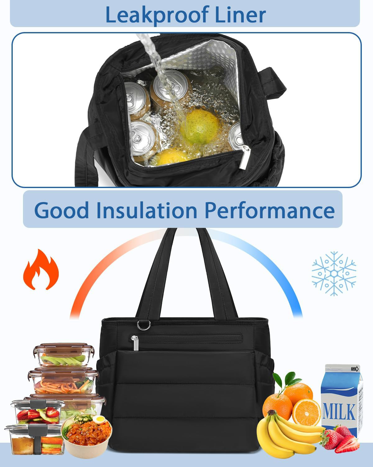 Lunch Box Tote Bag Soft Insulated Lunchbox for Women Lightweight Stylish Simple Lunch Pail Reusable Large Cooler Bag
