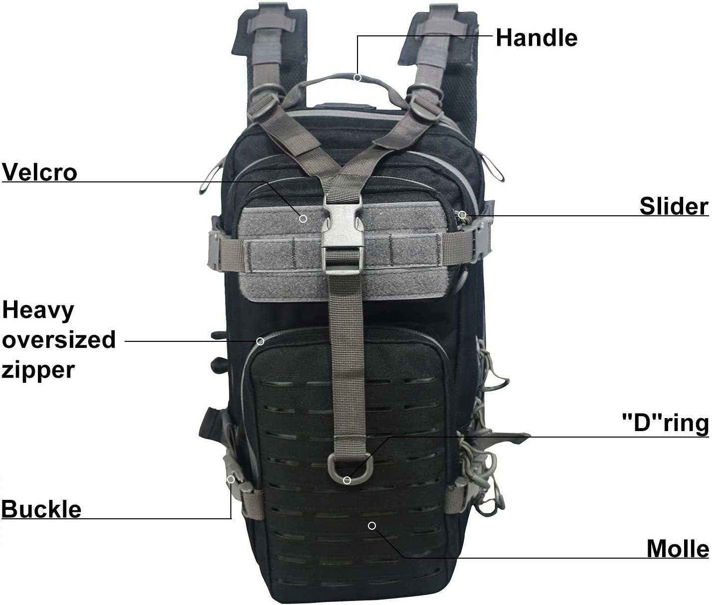 Compact Laser Cut MOLLE Tactical Backpack, Small Military Daypack, Lightweight EDC Assault Pack for Shooting, Hiking, Cycling & Daily Outdoor Carry