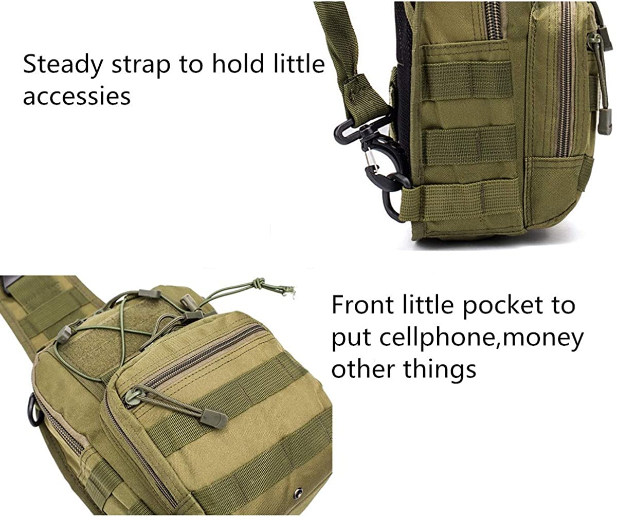 Lightweight Tactical Sling Bag, Compact MOLLE Chest Crossbody Pack with Adjustable Strap, Water Resistant EDC Shoulder Bag for Hiking Cycling Daily Outdoor Carry