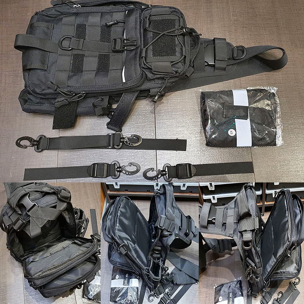 Tactical Sling Chest Bag, Laser Cut MOLLE Crossbody Shoulder Pack for Shooting Hiking EDC Fishing