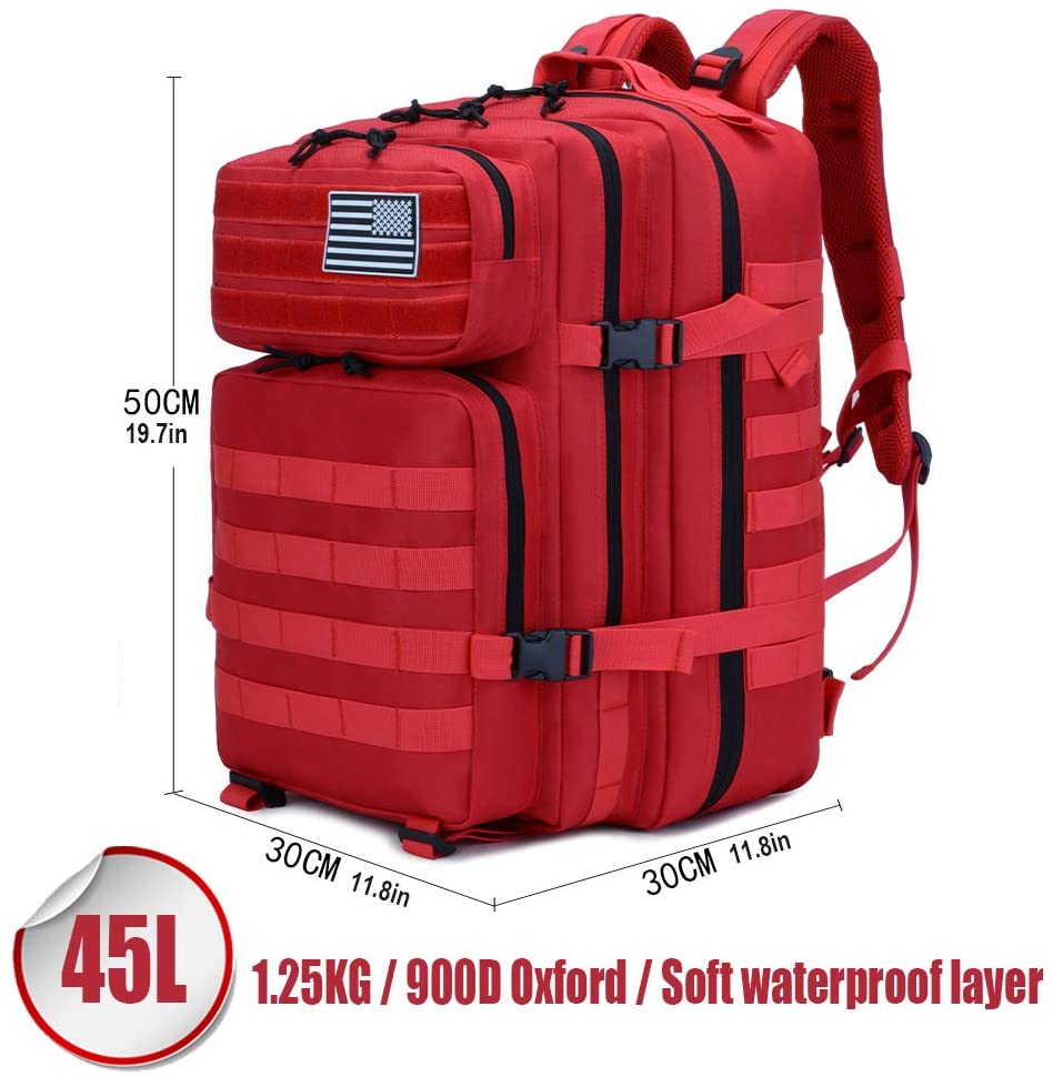 45L Large Tactical Backpack, 900D Waterproof Oxford Emergency Medical Backpack MOLLE Outdoor Rucksack for Camping Hiking First Aid Travel