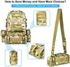 Modular Camouflage Tactical Backpack with Detachable Pouches, Water Resistant MOLLE Military Rucksack Kit with Water Bottle Holder for Hunting Camping Hiking Survival