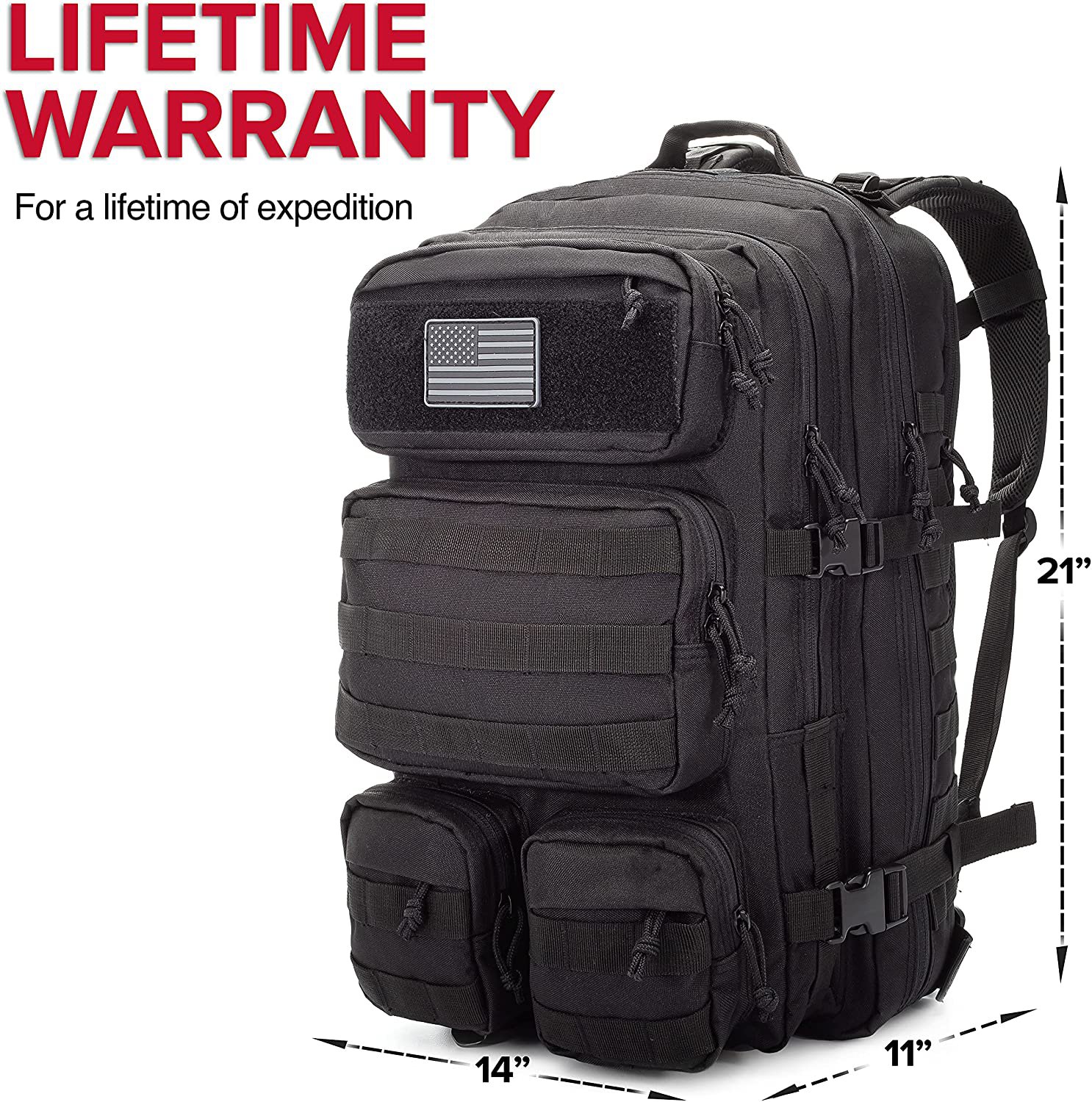 50L Large Military Tactical Backpack, Multi-Compartment Waterproof MOLLE Daypack for Camping Hiking Shooting Travel
