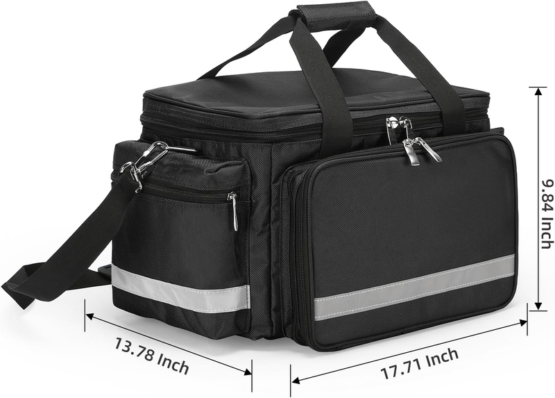 Waterproof Empty Medical Trauma Bag, Multi-Compartment First Aid Storage Bag with Detachable Clear Pouches for EMT Responders & Household Emergency Use