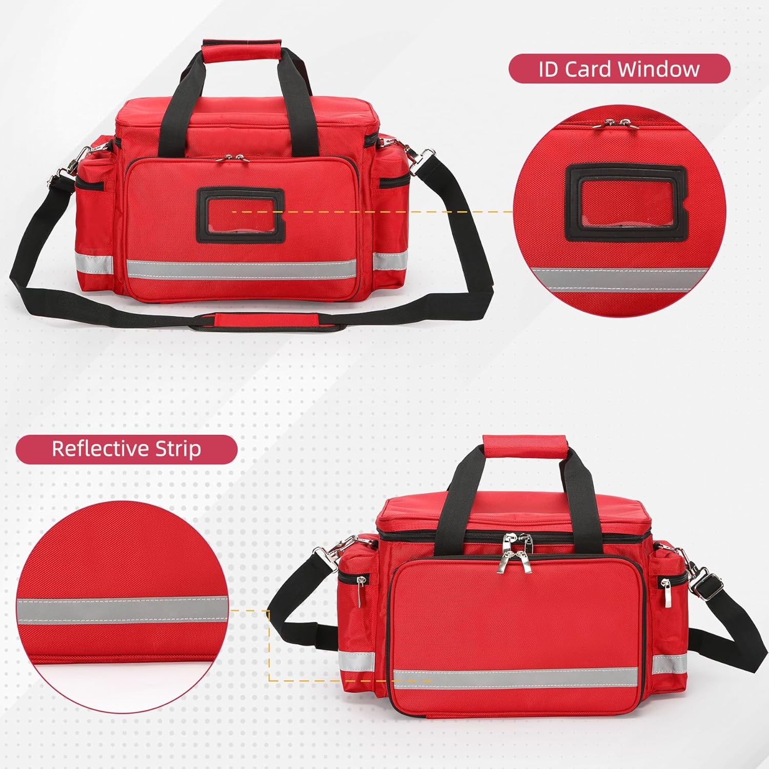 Empty Emergency Medical Trauma Bag, Waterproof Portable First Aid Kit Organizer with Detachable Clear Pouches & Shoulder Strap for Camping, Car, Office, EMT Responders