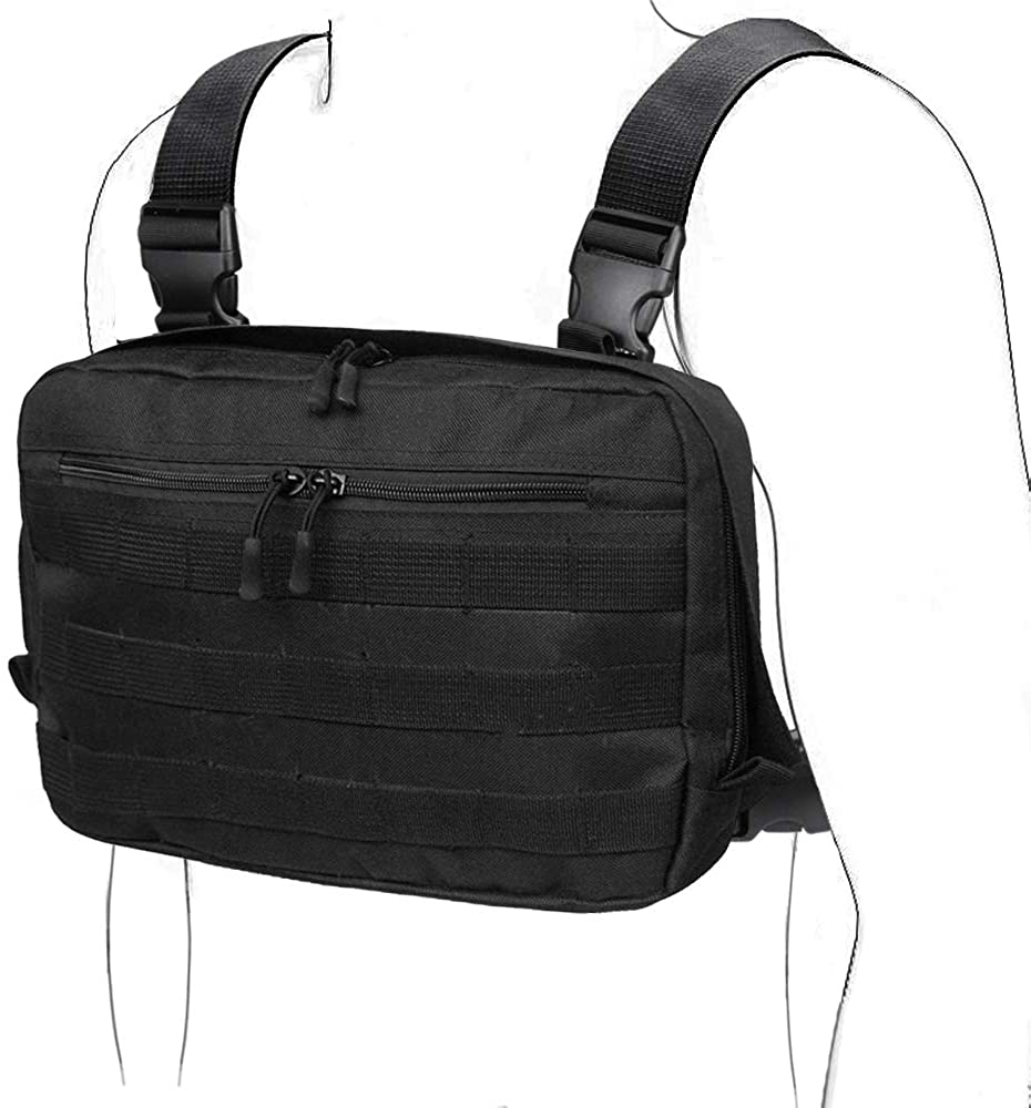 Tactical Chest Rig Utility Pouch, Lightweight MOLLE Chest Pack with Breathable Mesh Back Panel, Adjustable Harness for EDC, Shooting, Hunting & Outdoor Daily Carry