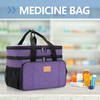 Large Double Layer Medicine Storage Bag, Portable Empty Family Pill Organizer with Multi Pockets for Home & Travel Medication Storage