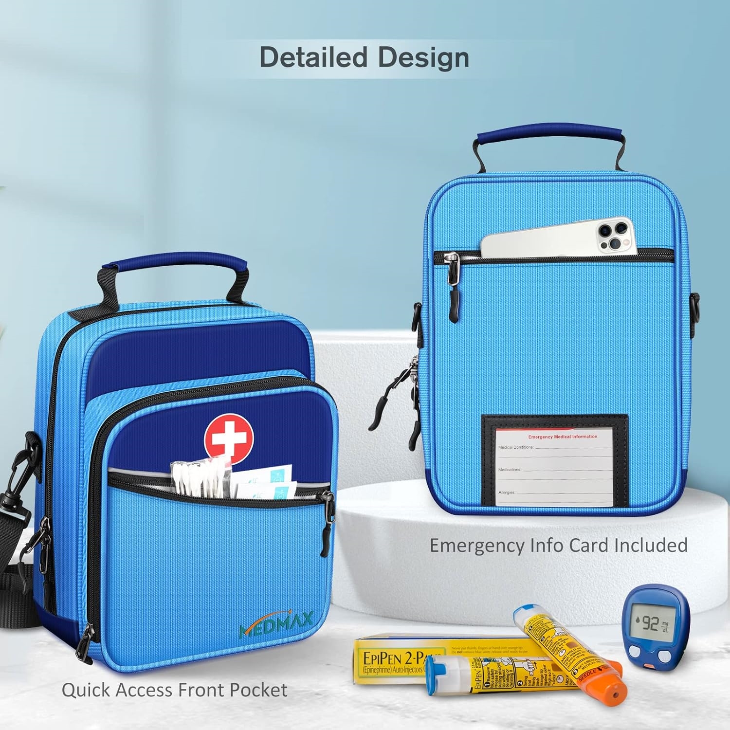 Insulated Insulin Cooler Travel Bag, Compact Diabetic Supply Organizer for Medicine, Insulin Pens and Glucose Meter