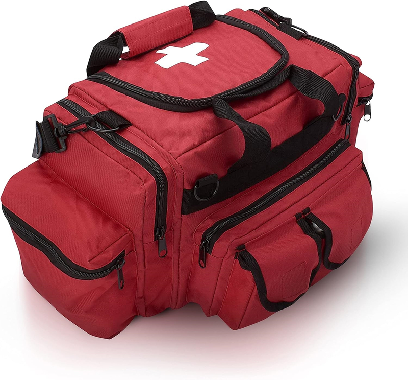 Professional Large Capacity EMT First Aid Trauma Bag | Multi-Pocket Water Resistant Medical Organizer with Medical Cross Logo