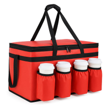 23 Inch Large Insulated Pizza Delivery Bag, Foldable Waterproof Thermal Food Transport Tote with 4 Adjustable Cup Holders for Catering & Food Delivery Business