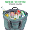 30L Extra Large Insulated Cooler Tote Bag, Water Resistant Leakproof Thermal Shopping Bag with Oversized Shoulder Handles for Grocery, Beach & Picnic