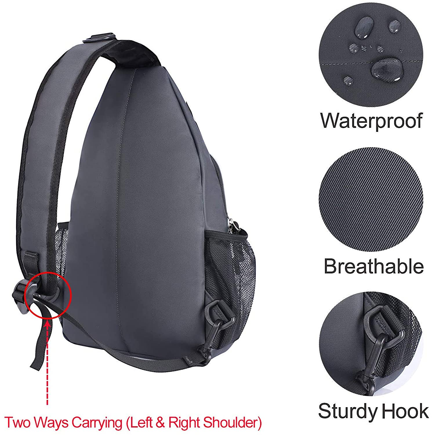 Tactical Sling Backpack with Concealed Carry Holster, 12 Inch MOLLE Chest Crossbody Bag with Free American Flag Patch for Shooting, Hunting, Daily EDC & Outdoor Travel