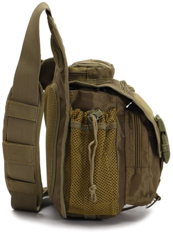 Tactical Sling Messenger Bag, Multi-Pocket MOLLE Crossbody Shoulder Pack, Water Resistant Utility Camera Gear Bag for Outdoor Shooting, Hiking, Fishing & Daily EDC