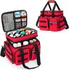 Large Capacity Portable Medical First Aid Bag, Multi Quick-Access Pocket EMT Trauma Organizer with Luggage Sleeve for Travel & Home Emergency