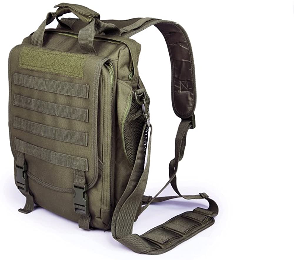 Tactical Laptop Messenger Bag, MOLLE Utility Shoulder Briefcase Bag, Water Resistant Tactical Computer Bag for 14-15.6 Inch Laptop, Outdoor, Office, EDC & Tactical Training