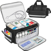 Spacious Water Resistant Medical Storage Bag with Removable Dividers & Reflective Strips, Portable Emergency First Aid Carry Bag for Car & Household