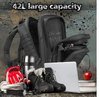 42L Tactical Military Backpack, Waterproof Molle Assault Rucksack with Free Bonus Patches, Carabiners, Waist Bag & Water Bottle Pouch for Outdoor Hunting Camping Hiking