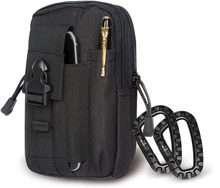 Small Tactical Molle EDC Waist Pouch, Water Resistant Multi Pocket Cell Phone Holder Utility Tool Organizer for Outdoor Daily Carry