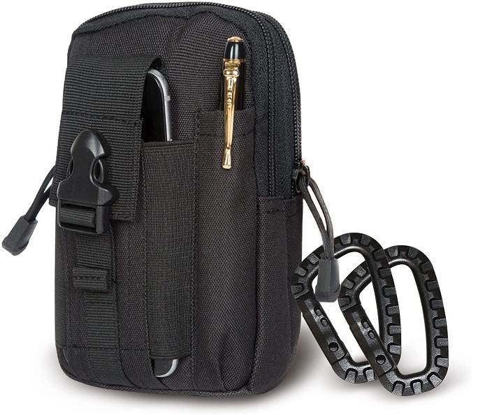 Small Tactical Molle EDC Waist Pouch, Water Resistant Multi Pocket Cell Phone Holder Utility Tool Organizer for Outdoor Daily Carry