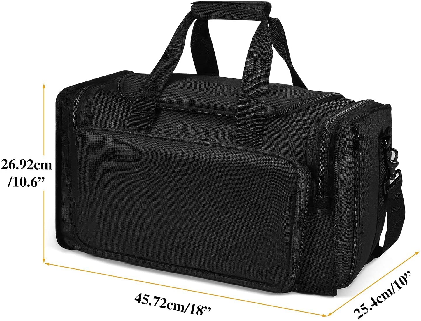 18 Inch Tactical Gun Range Bag, Multi Divided Interior Storage Duffle Bag Holds Handguns, Magazines, Ear Protection & Shooting Glasses for Range Hunting