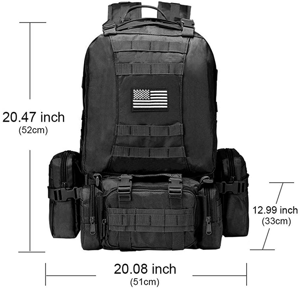 45L Hydration Compatible Tactical Backpack, Water Resistant Molle Military Rucksack for Hiking Hunting Travel