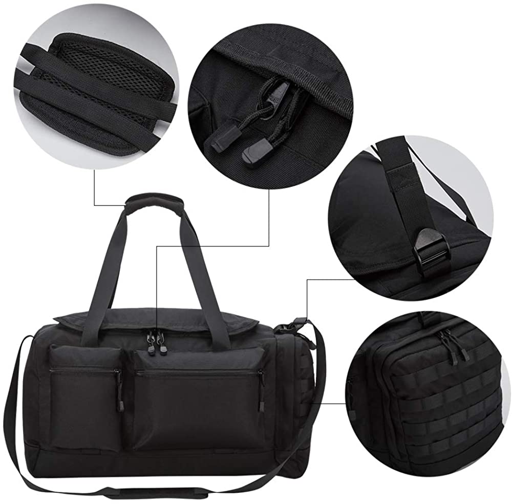 22 Inch Tactical Molle Duffle Bag, Waterproof Large Military Gear Duffel with Detachable Shoulder Strap for Shooting Hunting Gym Travel