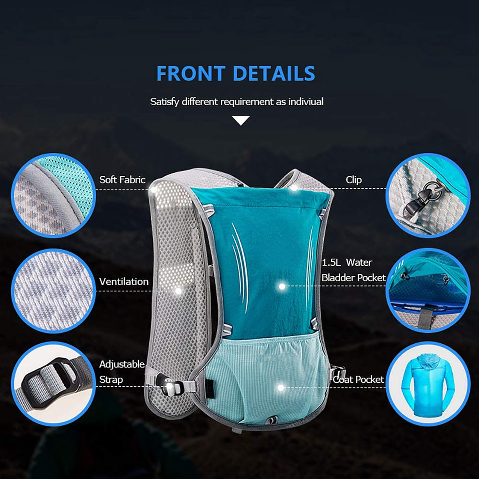 Hydration Vest Pack Backpack 5L Marathoner Running Race Hydration