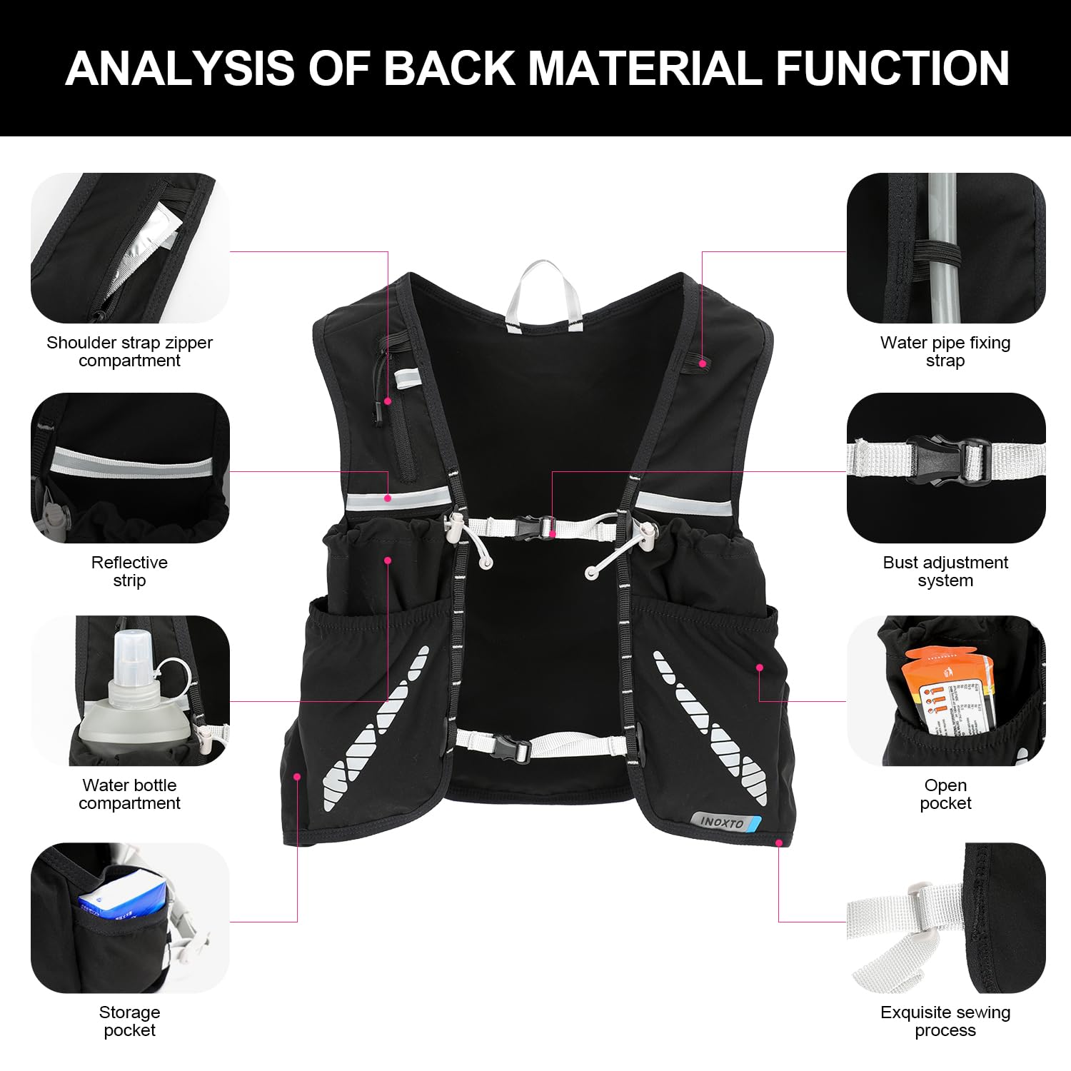 Running Hydration Vest Backpack Lightweight Insulated Pack with 1.5L Water Bladder Bag Daypack for Hiking Trail Running Cycling Race Marathon for Women Men