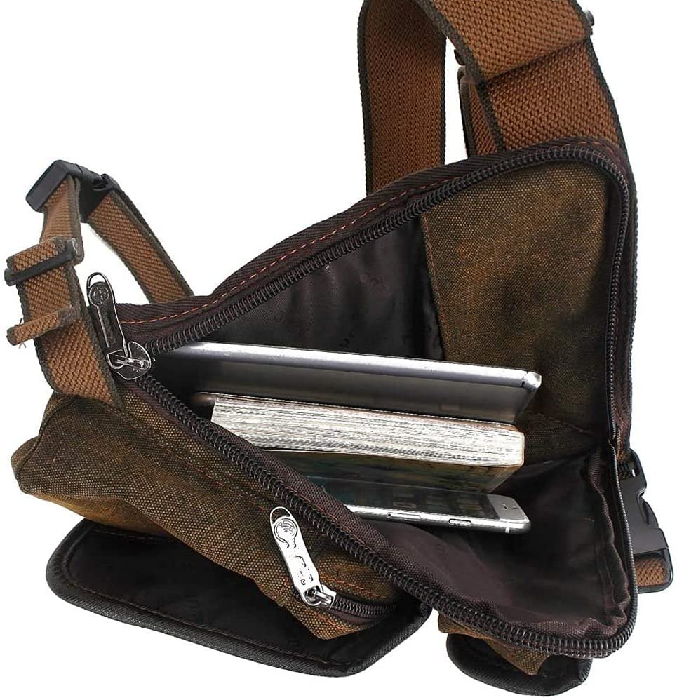 Vintage Waxed Canvas Leg Bag, Military Thigh Pack, Crossbody Waist Pouch with Adjustable Strap