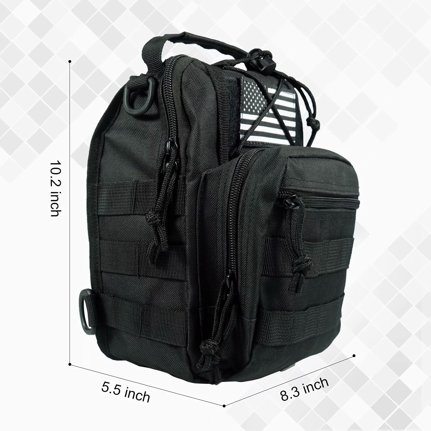 Mini Tactical Sling Bag, Compact MOLLE Crossbody Chest Pack Shoulder Bag for Motorcycle Riding EDC Hiking Cycling Daily Carry