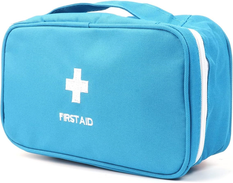 Lightweight Blue First Aid Bag, Waterproof Portable Empty Emergency Medical Organizer with Stitched Medical Cross Logo