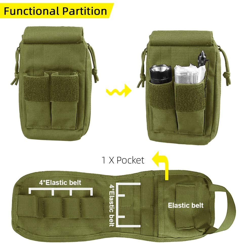 Rip-Away IFAK Medical Pouch, MOLLE Tactical First Aid Kit Bag, Detachable Emergency Trauma Utility Pack for Outdoor, Hunting, Shooting & Military Gear