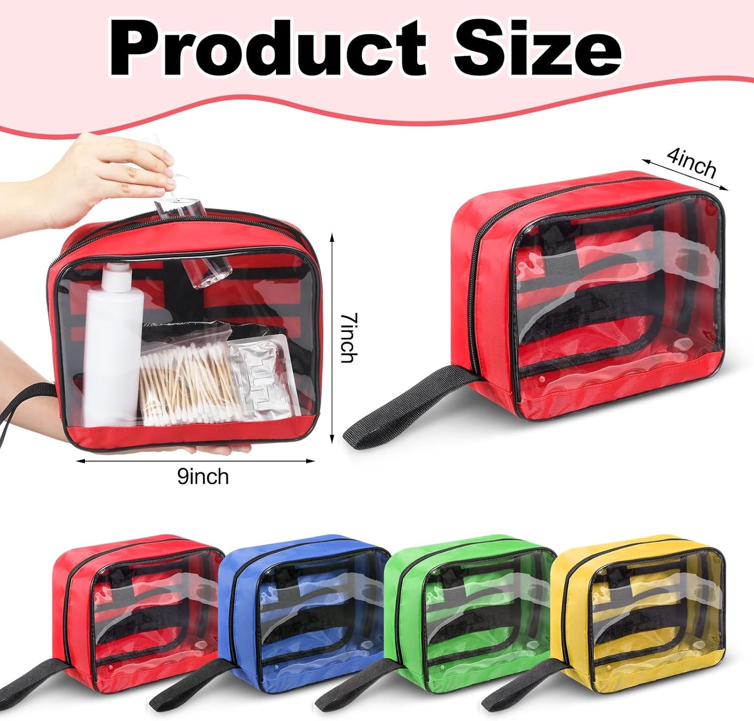 Transparent Clear Small Medical Storage Bag, Lightweight Portable Travel First Aid Pouch Multi Color Available