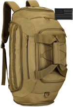 2 Sizes Tactical Duffle Bag with Rain Cover, MOLLE Sports Travel Duffel Backpack, Water Resistant Gear Bag for Gym, Hunting, Camping, Shooting & Outdoor Travel