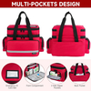 Waterproof Double Layer EMT First Aid Bag, Multi-Pocket Empty Medical Organizer with Lockable Zippers & Night Reflective Strips