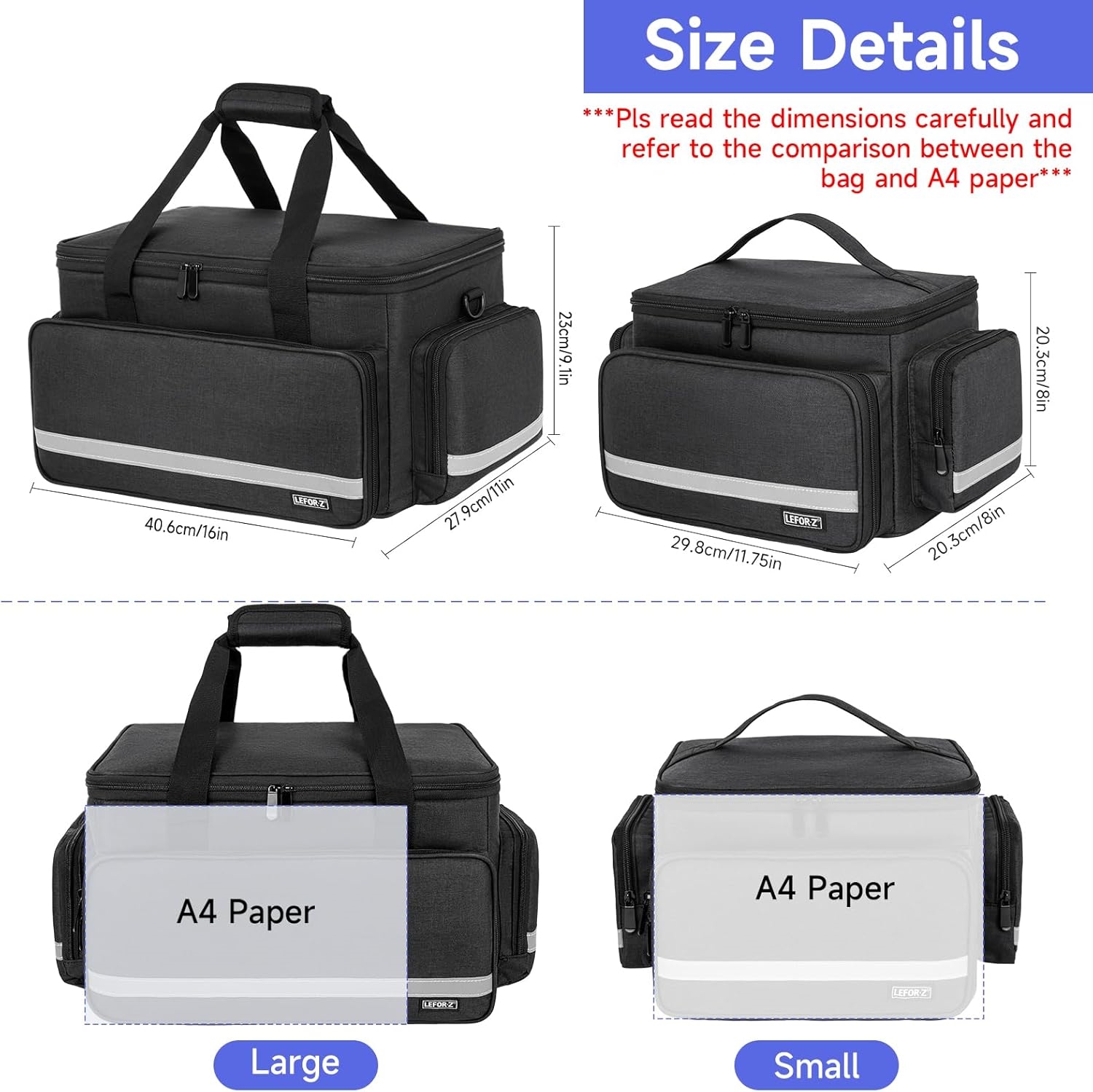 Waterproof Reflective Medical Supply Bag, Large/Small Empty EMT First Aid Kit Organizer with Removable Dividers for Emergency Use