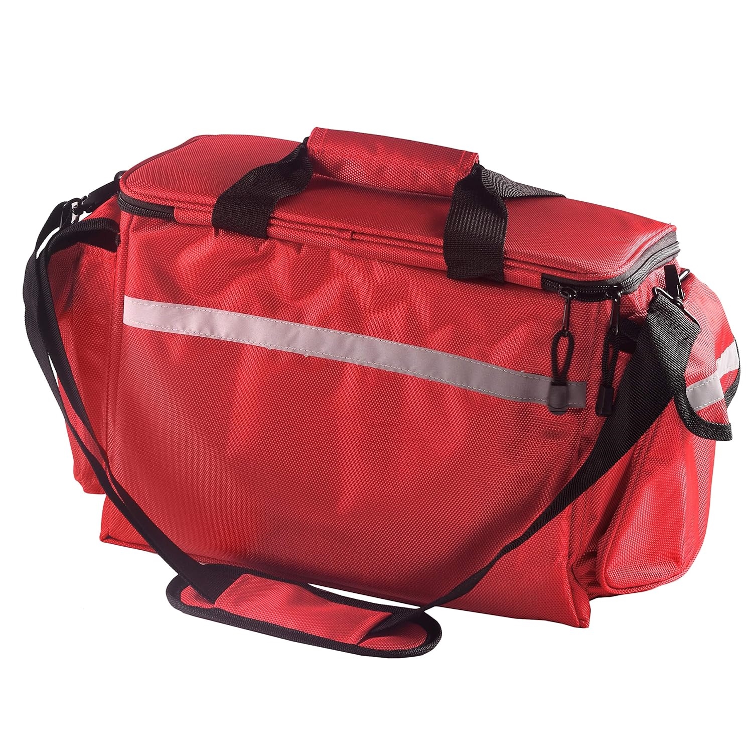 Reflective Star of Life EMT First Aid Bag, Empty Multi-Compartment Medical Responder Bag with Removable Dividers for Rescue & Clinic Use