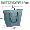 30L Extra Large Insulated Cooler Tote Bag, Water Resistant Leakproof Thermal Shopping Bag with Oversized Shoulder Handles for Grocery, Beach & Picnic