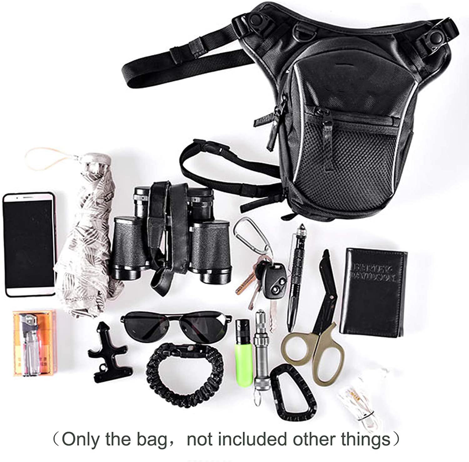 Tactical Thigh Holster Bag, Multi-Purpose Waterproof Leg Pack with Reflective Trim, Detachable Crossbody Strap EDC Waist Drop Leg Pouch for Motorcycle, Cycling, Hiking & Outdoor Sports