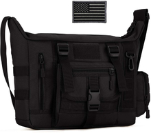 Tactical Messenger Bag, Multi-Pocket MOLLE Crossbody Shoulder Satchel Pack, Water Resistant EDC Laptop Bag for Daily Commuting, Hiking, Camping & Outdoor Activities