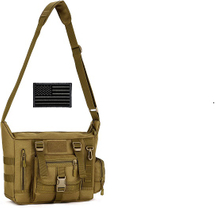 Tactical Messenger Bag, Multi-Pocket MOLLE Crossbody Shoulder Bag with Detachable Accessory Pouch & US Flag Patch