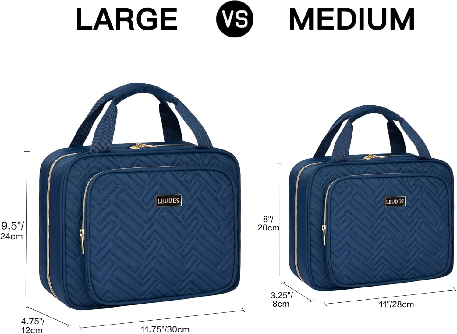 2 Sizes Waterproof Quilted Medicine Carry Bag, Portable Travel Pill Organizer with Front Pocket & Lockable Zippers