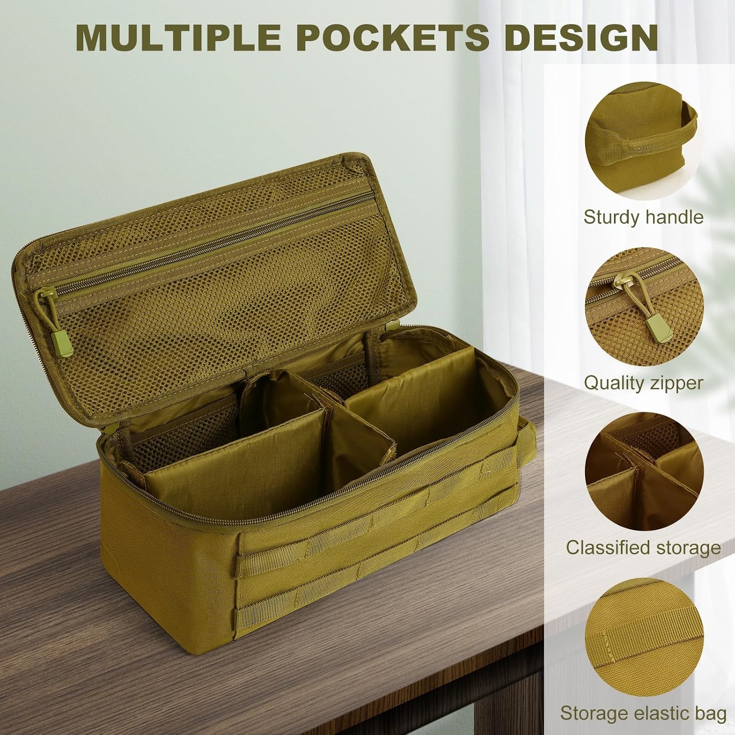 Large Tactical MOLLE First Aid Storage Bag, Classified Divider Medical Carry Case for Outdoor & Household Emergency