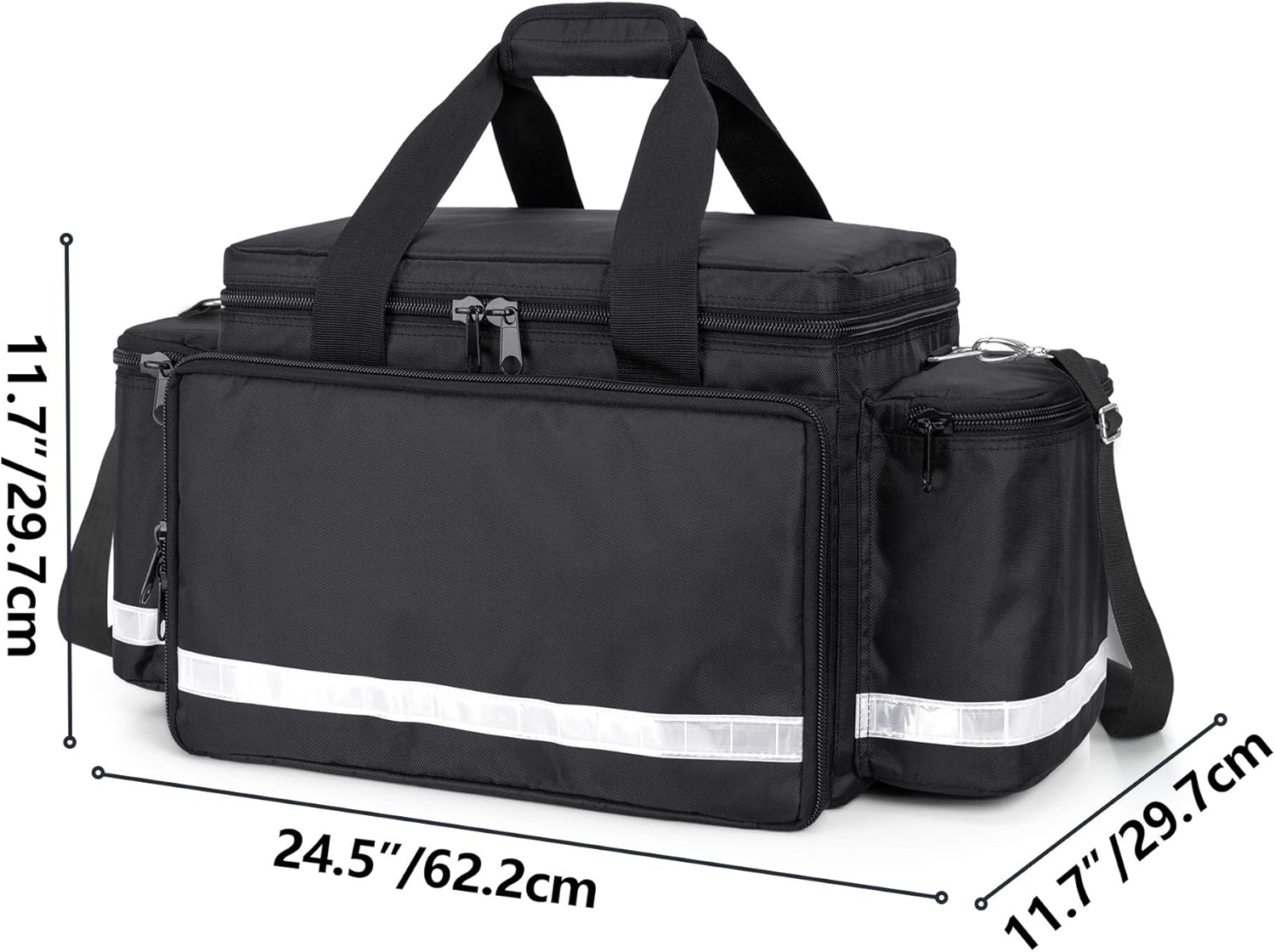 Reflective Large Capacity EMT Medical Bag, Removable Divider Nurse Trauma Bag for Clinic, Ambulance & Emergency Rescue