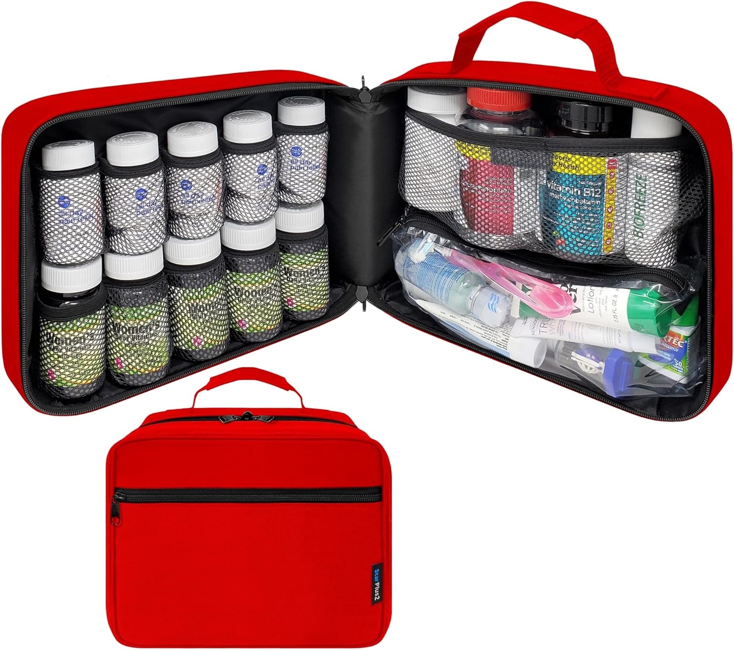11 Inch Waterproof Medicine Carry Bag, Shockproof Mesh Pocket Travel Pill Organizer for Daily & Outdoor Emergency Use